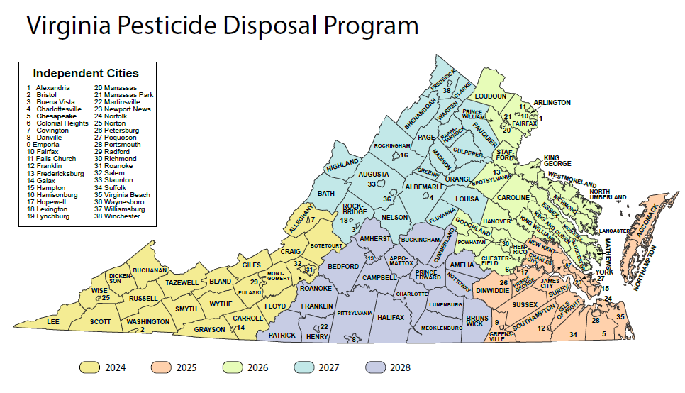 Map of Participating Localities for Pesticide Collection 2024-2028